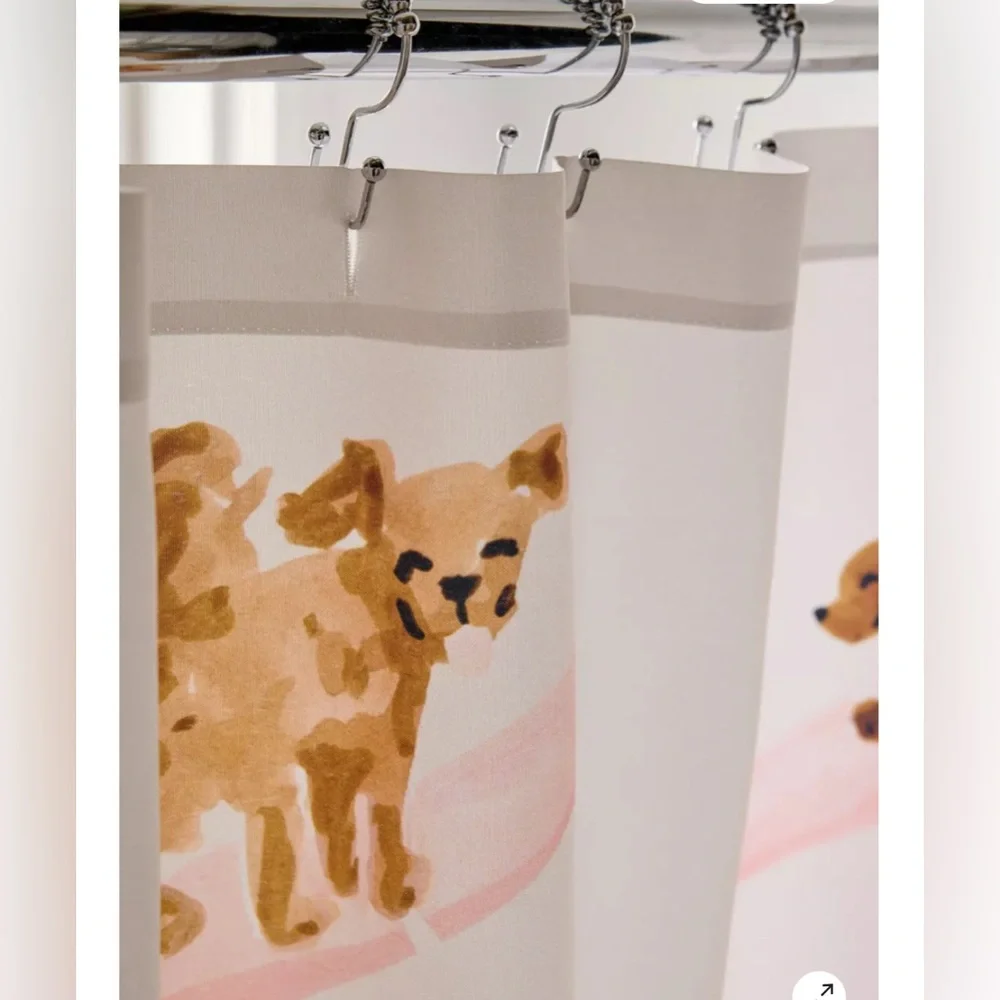 URBAN OUTFITTERS- Sabina Fenn Illustration Dogs Surfing Shower Curtain - Picture 3 of 12